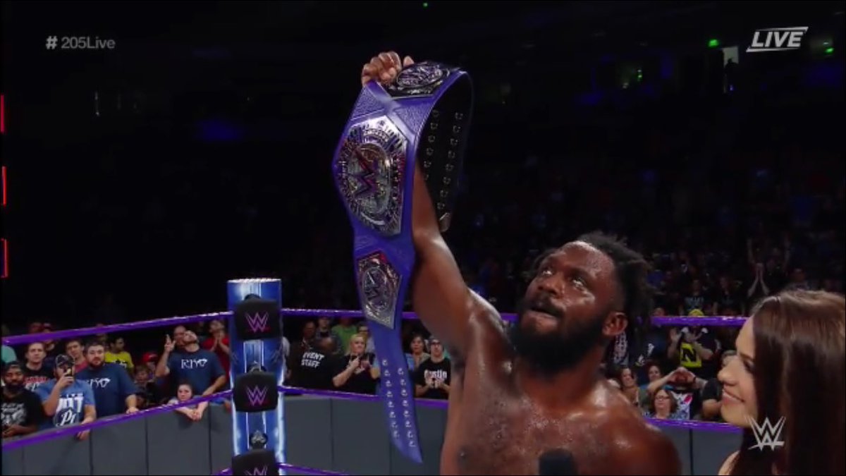 MikeWubbWubb's tweet photo. Congrats to my favorite Cruiserweight on becoming the new champ! 
#CanYouHandleThis #FlySwannFly #AllNightLong https://t.co/PYMAw7A4QN
