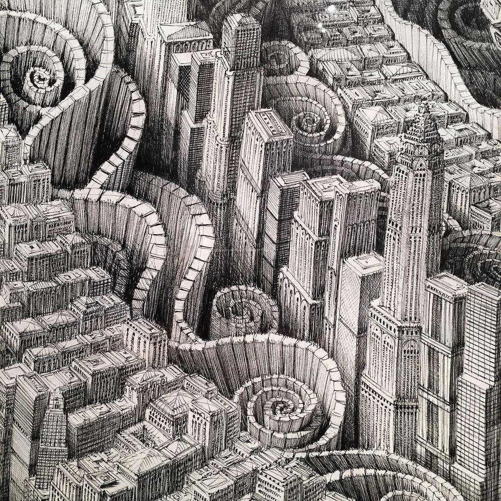 Michael_Imber's tweet photo. Ben Sack #drawing #pen&ink #artmiami #artbasilmiami #art #architecture #dlsmiami2016 https://t.co/TzVvMQN30z https://t.co/hyIzd6O09i