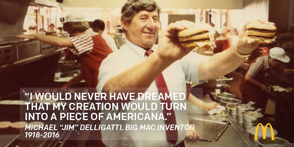 pattyboii's tweet photo. RIP to the man who invented the Big Mac, Michael Delligatti. I've had way too many and can't imagine your burger will ever be forgotten! https://t.co/SNTmVdNSRc