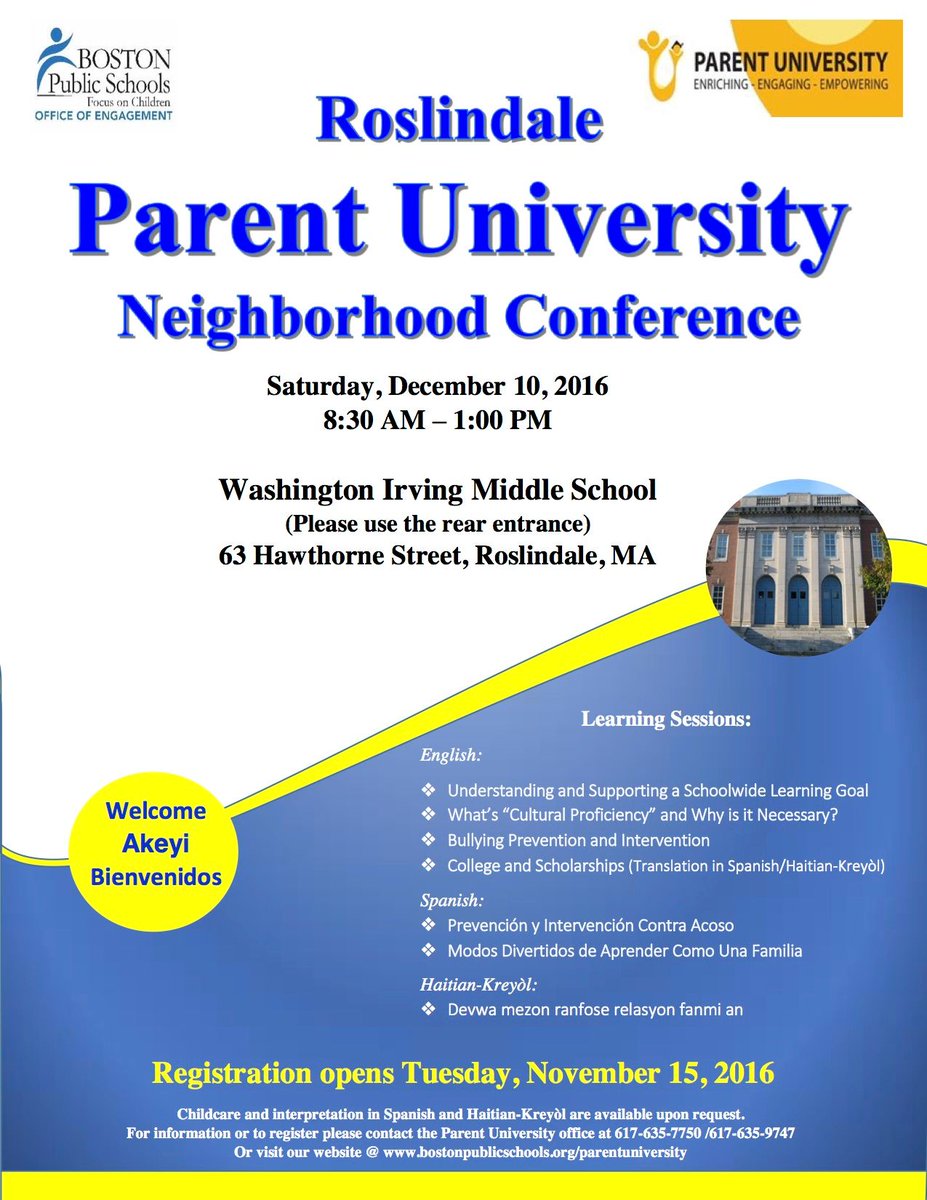 BostonSchools's tweet photo. Next Parent University session: Sat Dec 10 in Roslindale. https://t.co/Pywtt7UpMo https://t.co/CwLE87GfLn