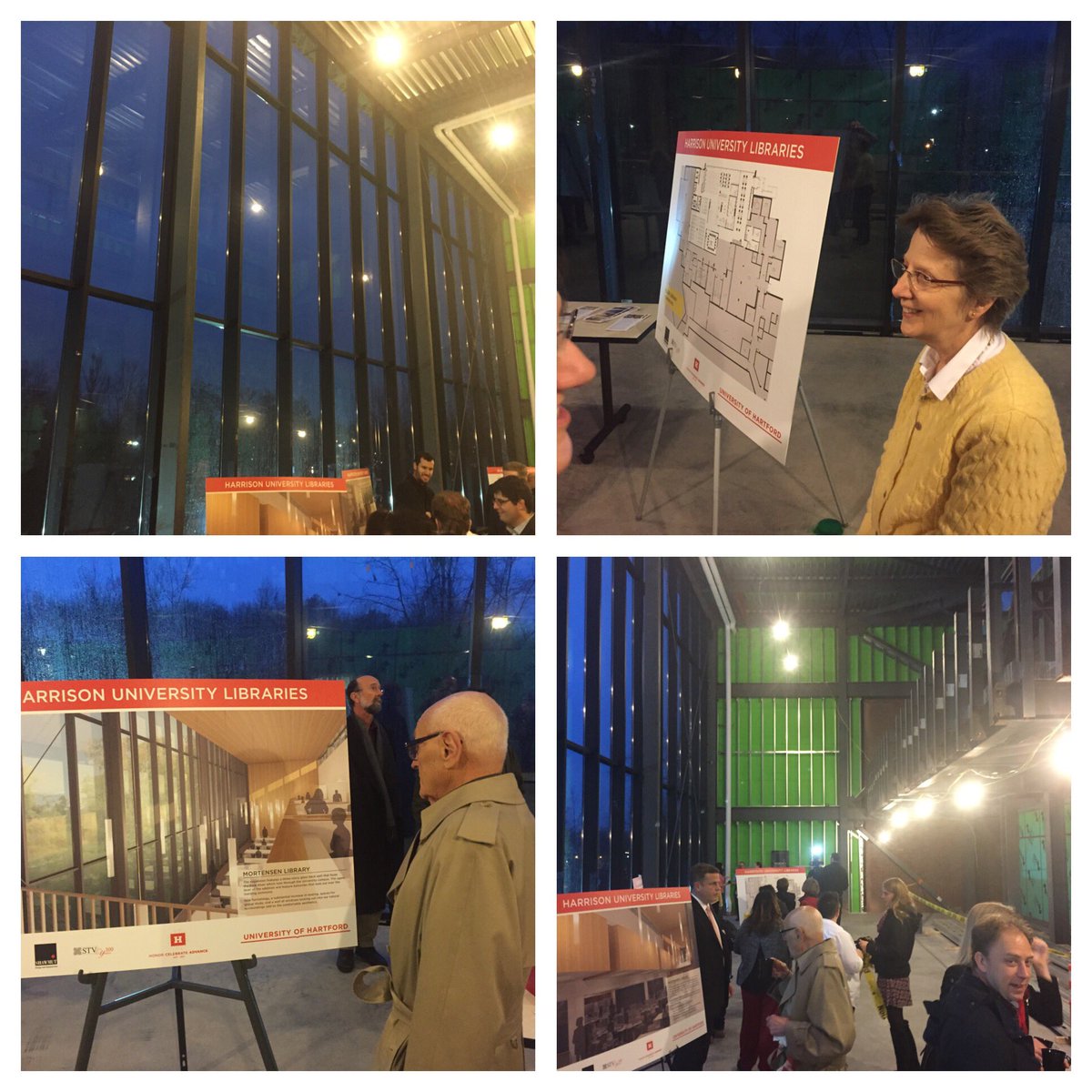 UHartfordAlumni's tweet photo. A sneak peak of the progress being made at the Harrison Libraries.  Awesome three-story windows facing the Hog.  #UHart https://t.co/g6a2dMh56p