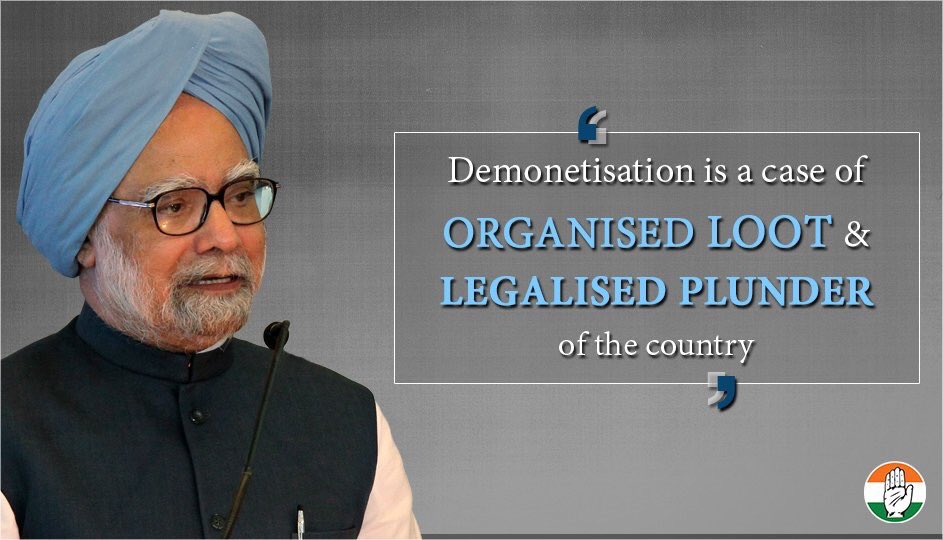 INCRahamathulla's tweet image. Demonetisation is a monumental management failure: Dr Manmohan Singh in Rajya Sabha
#MmsExposesModiLoot