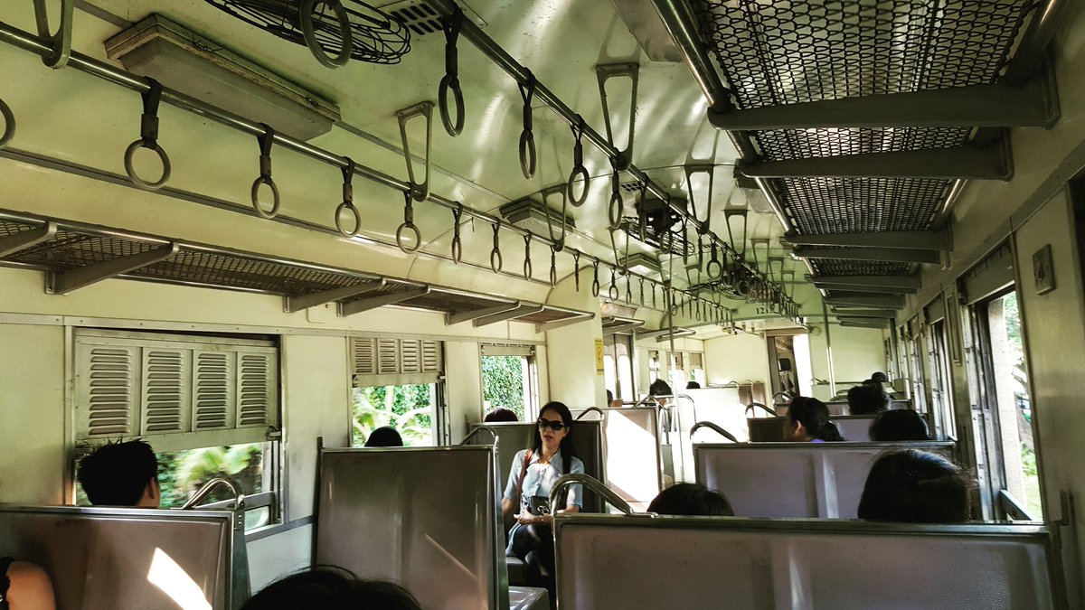 treadintheglobe's tweet photo. Heading to the #thai coast #local #train style #freshair #fans #treadingtheglobe https://t.co/c5jwXONam1