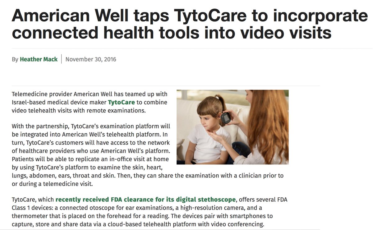 EricTopol's tweet photo. Telemedicine 2.0—when the visits become a data exchange platform instead of a video chat https://t.co/99Mlw8TQyn https://t.co/mTimC2ncVl