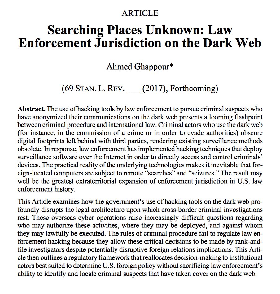 ghappour's tweet photo. Curious abt cross-border implications of govt. hacking under #Rule41? Rd my article, forthcoming in @StanLRev (2017) https://t.co/TV3rCbBK1P https://t.co/1nn0caE8kR