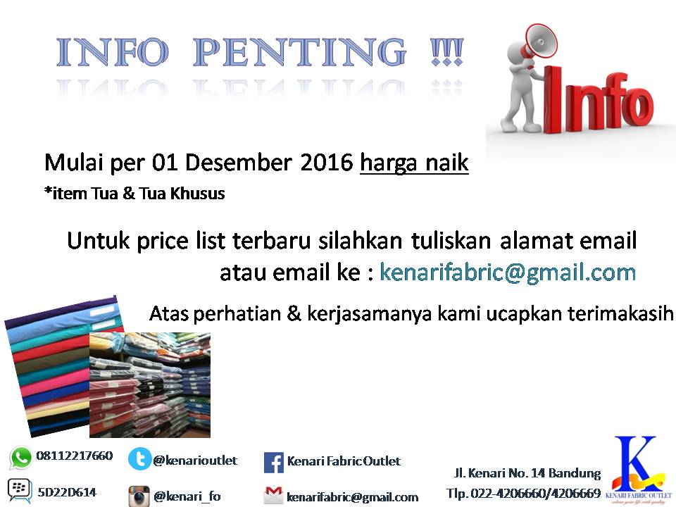 kenarioutlet's tweet photo. perubahan Harga per 01 desember 2016 https://t.co/LIogYdRUja