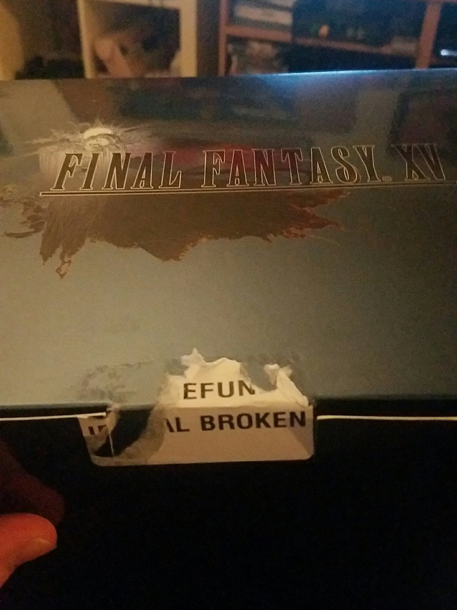Goldrushcomic's tweet photo. Hey @SquareEnix, your biggest fan here. I spent $300 on my #FFXB collectors edition. Please don't put a bug ugly sticker on it. Thanks https://t.co/Fgik5V86vc