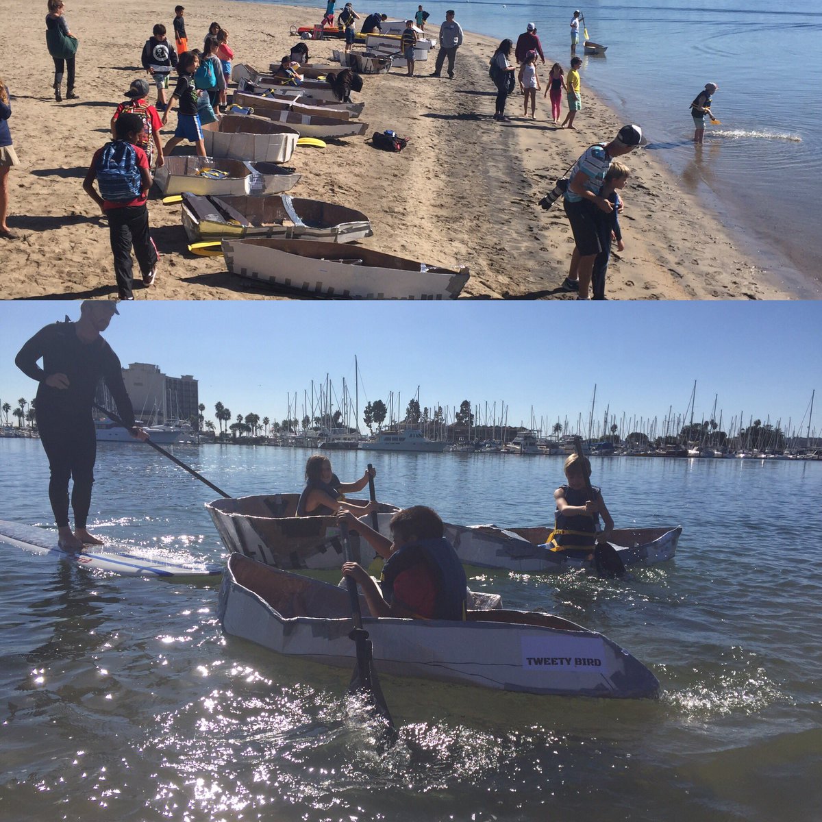 22 boats designed &amp; built by our 4th graders all made their maiden voyages today in the San Diego Bay #PBL