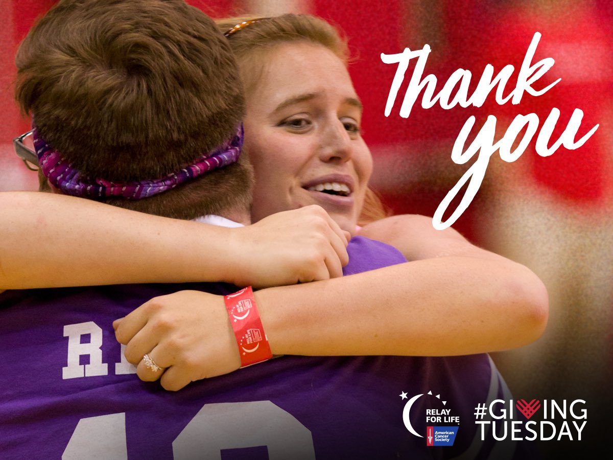 RelayforLifeEHS's tweet photo. Our #RelayForLife community came out strong on #GivingTuesday- so inspiring! Today we’re sending one huge hug, from us to you! <3 #gratitude https://t.co/MSnBJEJwZa