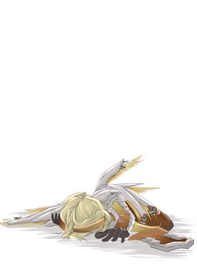ResHealerMercy's tweet image. {#OWRp #OverwatchRp} 
Mercy collapsed on the battle field, she had been healing her teammates for hours without anyone defending her. Now-