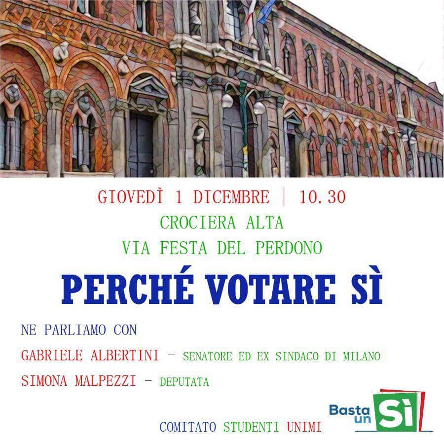 Perché votare SÌ al referendum del #4dicembre? Ne parliamo stamattina con @megmalp e G.Albertini #bastaunsi #superSI
