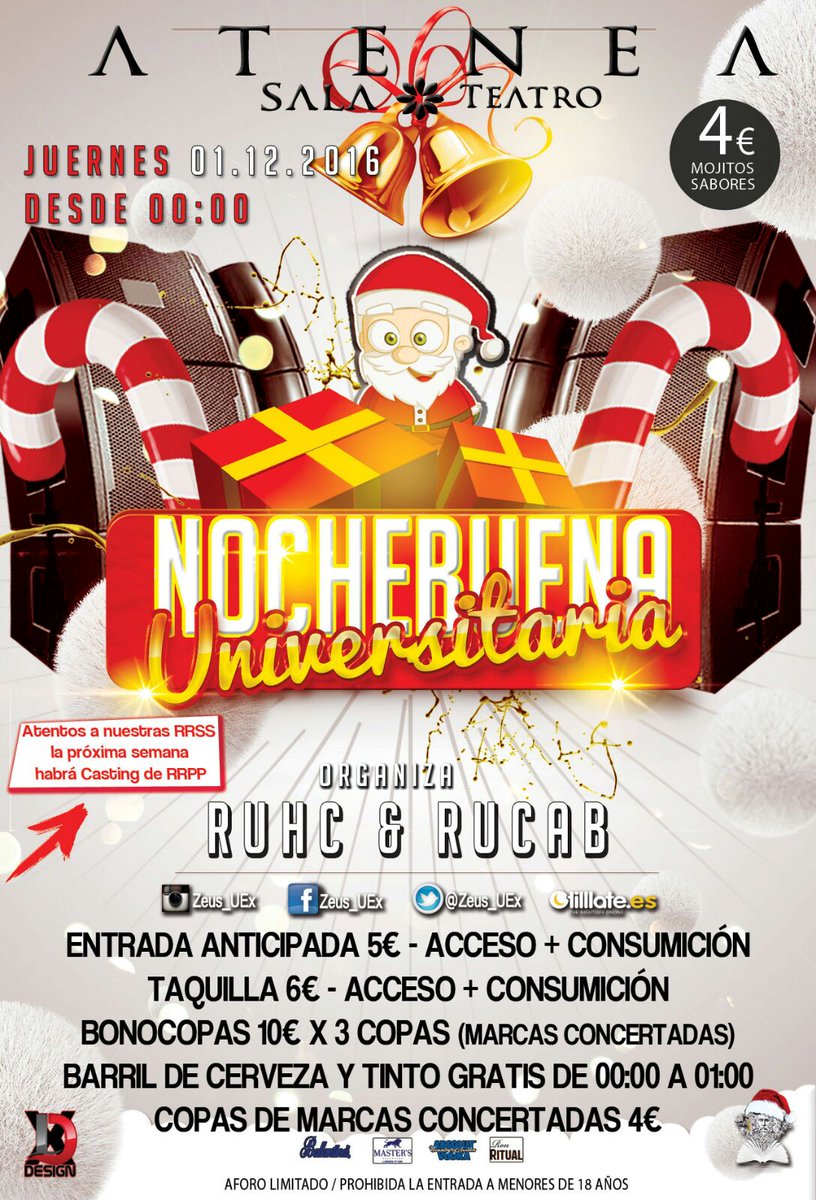 MariaOrdiales's tweet photo. Y lo bueno de los JUERNES🙈 son las noches en ATENEA 🎉 

¿Celebramos esta noche juntos la NOCHEBUENA?🎅 @Zeus_UEx 😉😉 https://t.co/iYzuWmK2uW