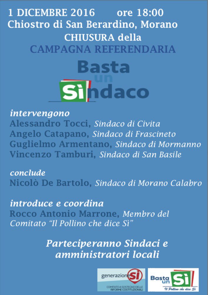 Oggi a #MoranoCalabro #bastaunsì.