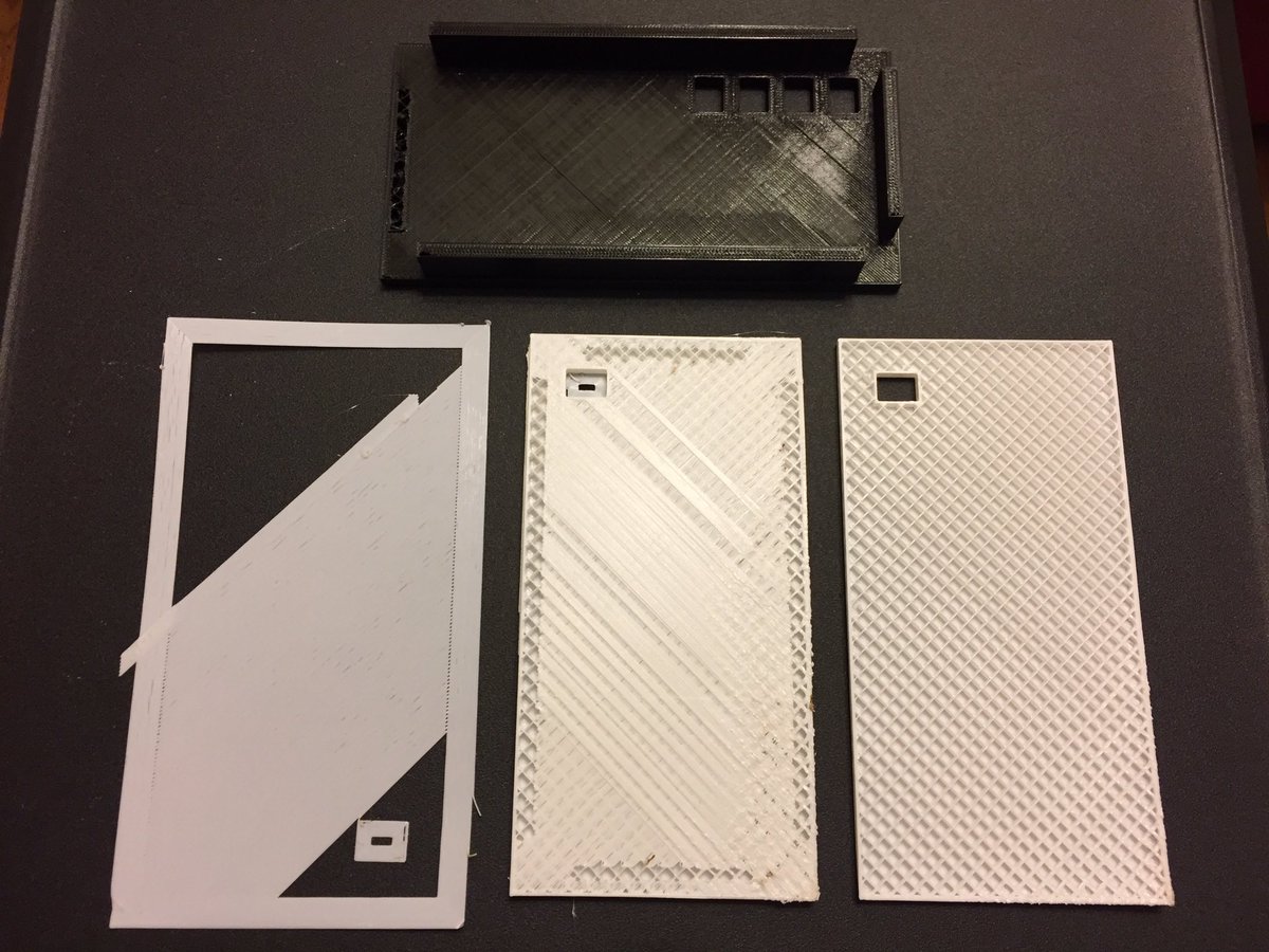 Two prototypes and several failed 3D prints due to ABS warping before I got a decent casing for my latest robot project.