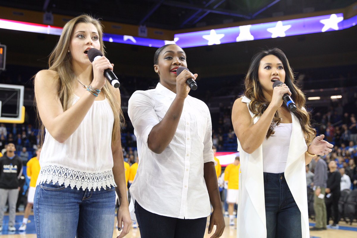 uclagymnastics's tweet photo. Beautiful job on the anthem by @alex_elise_ @hallielikeduh15 and @PengPengCLee at @UCLAMBB tonight! https://t.co/6NVBfzL1y4