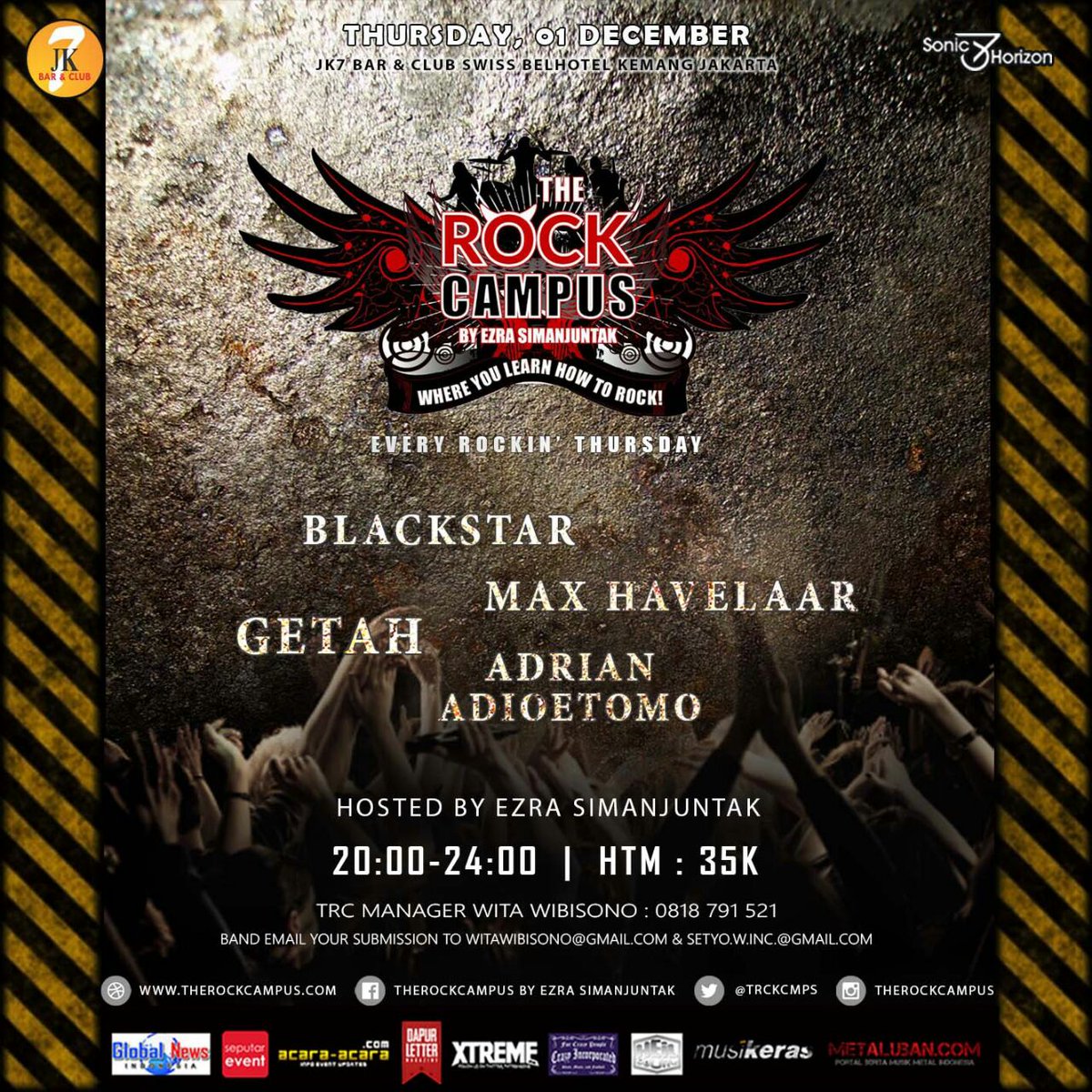 Nanti malam kami akan tampil di acara Rock Campus bersama @GETAH_army <a href="/AdioetomoAdrian/">Adrian_Adioetomo</a> &amp; <a href="/justblackstar/">Black Star</a>! See ya! \m/