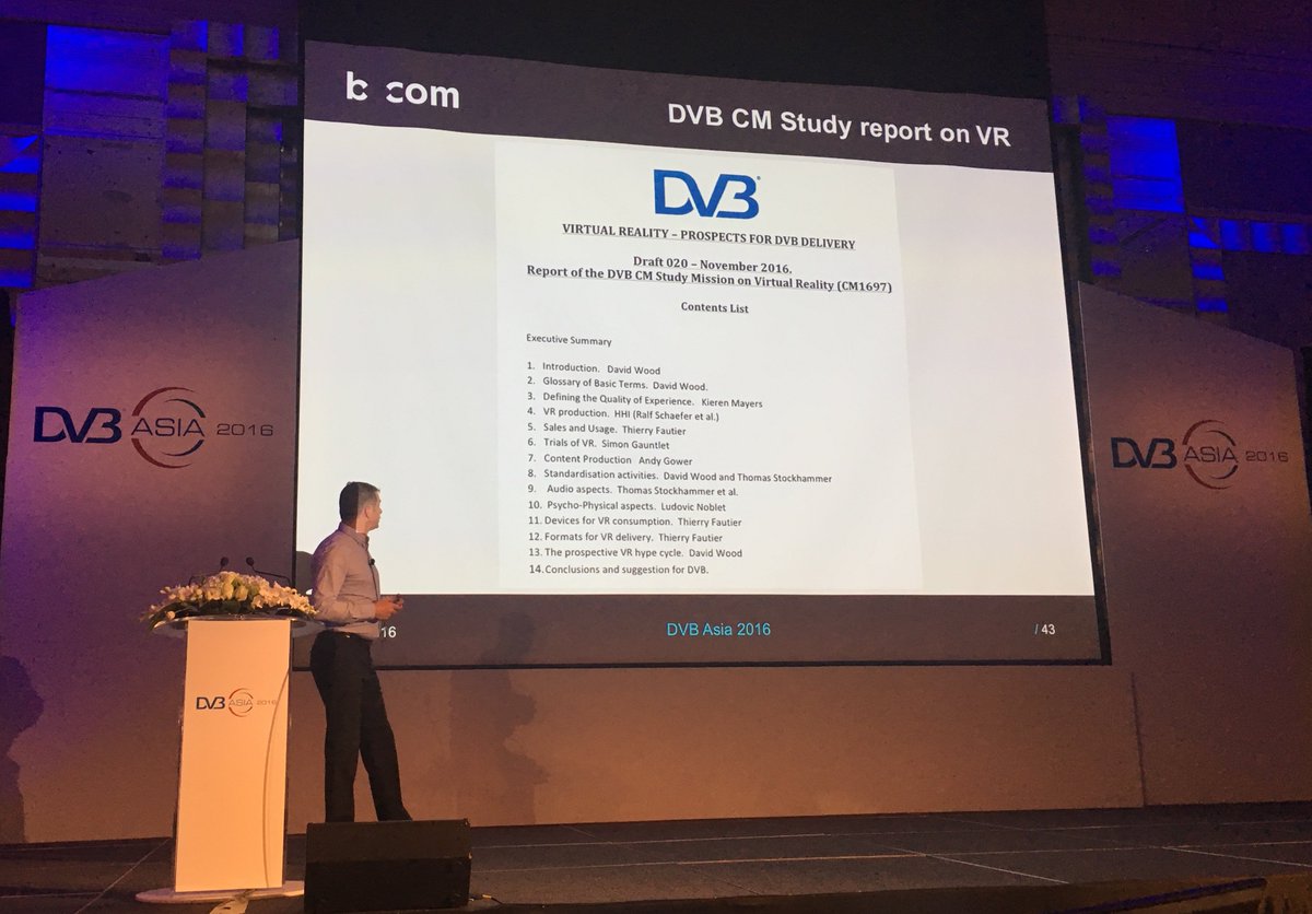 DVB_Project's tweet image. .@LudovicNoblet of @IRT_BCom highlights the realities of Virtual Reality at #DVBAsia. Get the DVB VR report here. dvb.org/news/whitepape…