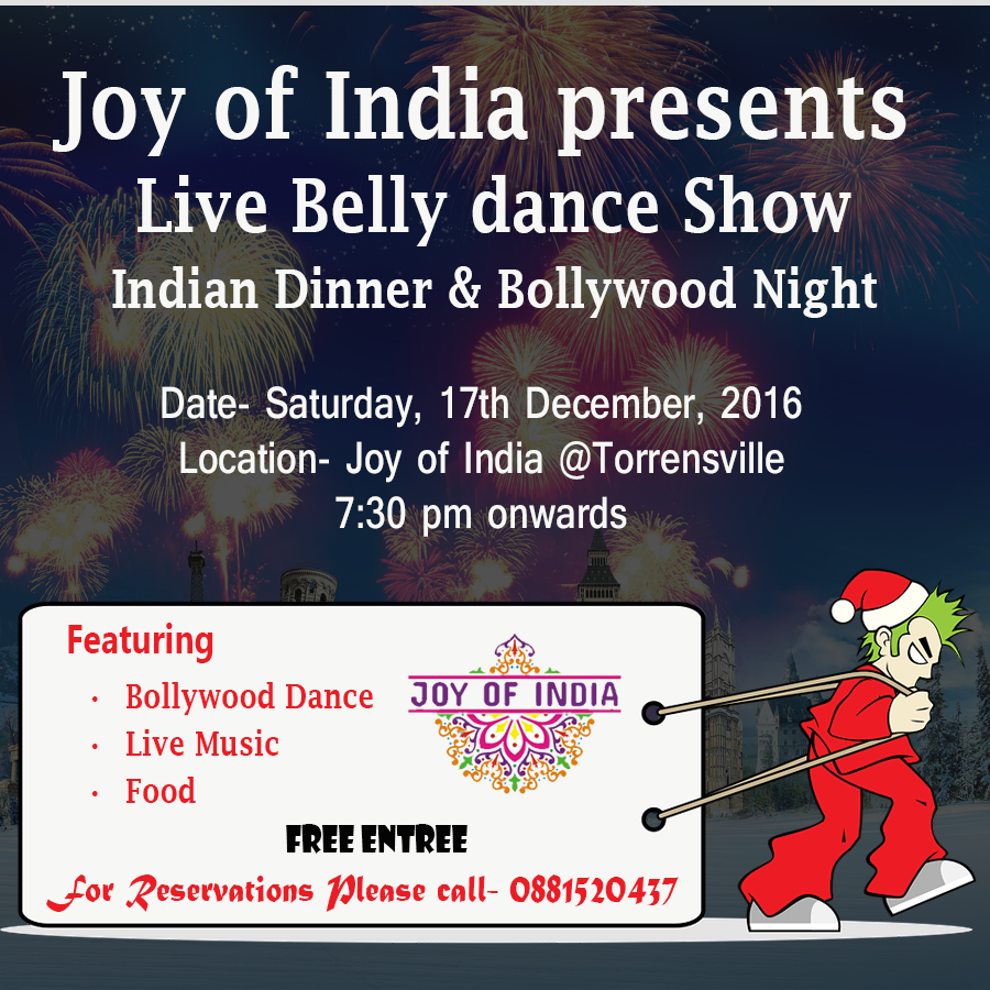 joyofindi's tweet photo. #Christmas special- Professional #BellyDancer Regan at #JoyofIndia. Enjoy a night of #AuthenticIndianfood with #bollywood music. https://t.co/ZkdpYqOlV3