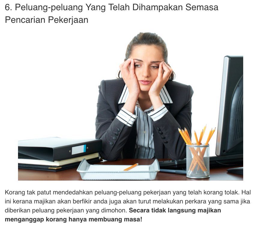 MauKerjaMY's tweet photo. Masa Temuduga Kerja, Jangan Dedahkan 6 Perkara Ni Depan Majikan! https://t.co/z8Z6raINxm