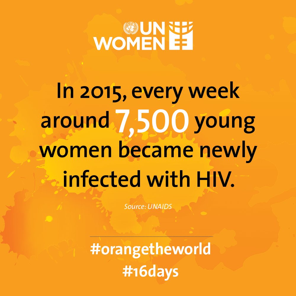 UN_Women's tweet photo. Today is #WorldAIDSDay! #Didyouknow this startling number? https://t.co/a7noj2fuzQ #16days #orangetheworld https://t.co/Ik2c3H1Xt4
