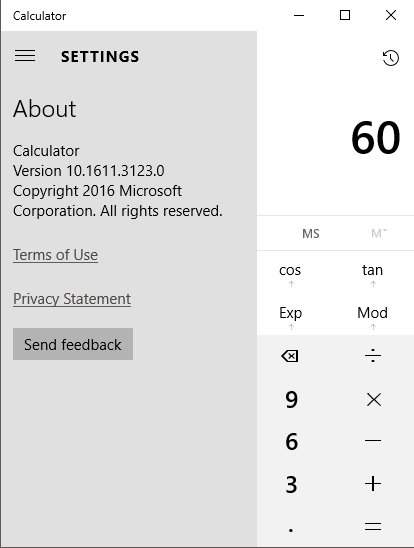 blobjim's tweet image. Why does the Windows Calculator have a link to the Microsoft privacy statement?