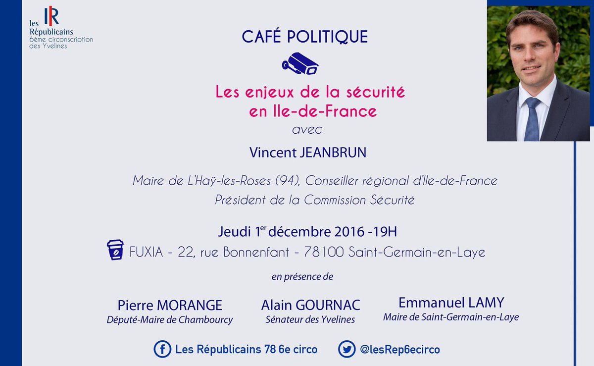 LudivineAnne's tweet photo. Ce soir 19h à @StGermainLaye, venez échanger avec @VincentJEANBRUN sur les enjeux de la #securité en #IledeFrance #transports #lycee https://t.co/tw0xxF0fTX