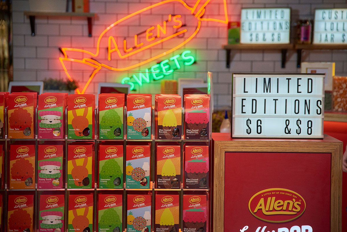 EnsembleAU's tweet photo. The #ALLENSLOLLYBAR is open on L2 Westfield Sydney. Create your personalised jar with childhood classics or try the limited editions range. https://t.co/3ViN2QawQO