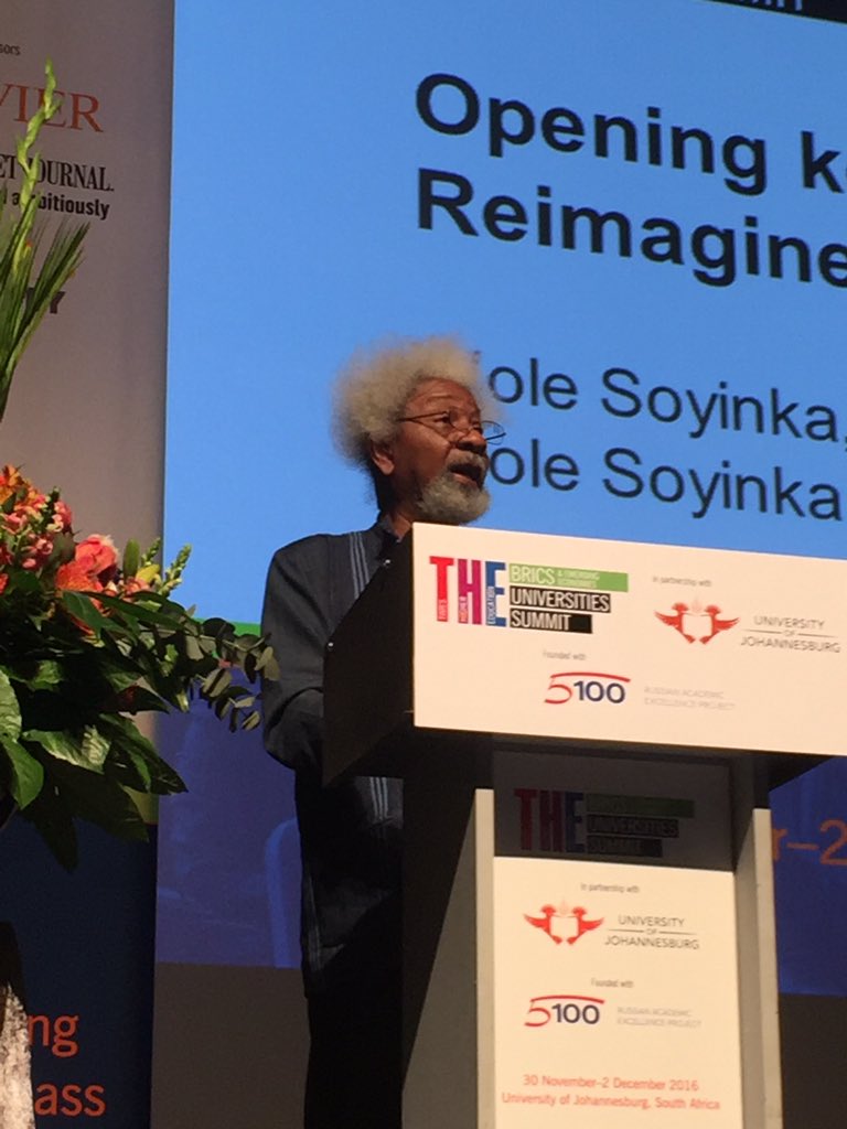 I could listen to Wole Solyinka all day: a bold humanist view, and wonderful rolling prose #THEBRICS