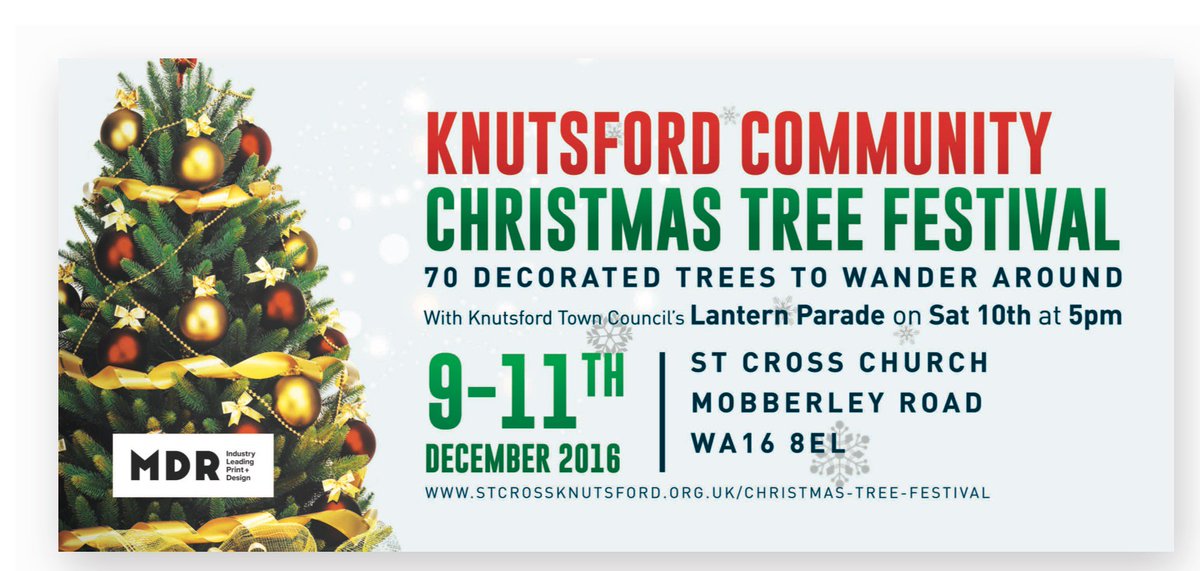 #Knutsford Community Christmas Tree Festival 
9th 10th 11th Dec 2016 
Enquiries ChristmasTreeKnutsford@gmail.com