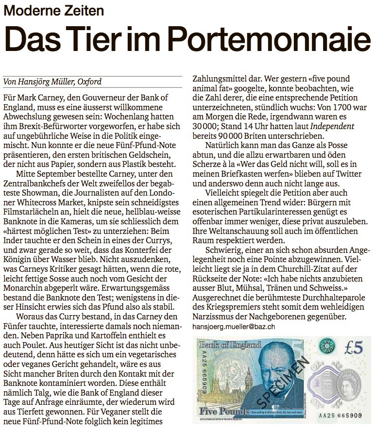 hjf_mueller's tweet image. Das Tier im Portemonnaie mybaz.ch/dv9fN8/# #FivePoundNotes #bankofengland #Carney #Tierfett #Veganer #Grossbritannien