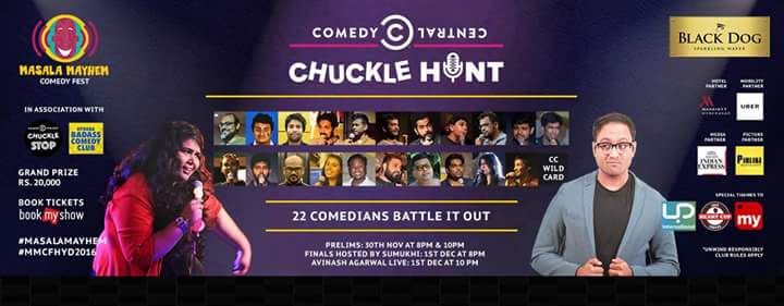 sumukhisuresh's tweet photo. Heading to #Hyderabad to host @masalamayhem 's #ChuckleHunt finale happening tonight (1st Dec)! WAR TIME!
Tkts: https://t.co/NznR0CtNwe https://t.co/Dwr4S4x00F