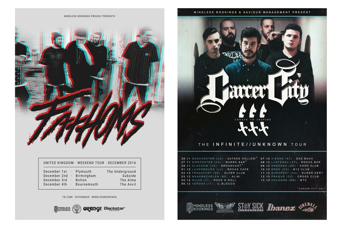 Our last tours of 2016 start today with <a href="/FathomsUK/">Fathoms</a> playing a run of UK shows and <a href="/CarcerCity/">Carcer City</a> hitting Europe together with @CTIUKOfficial.