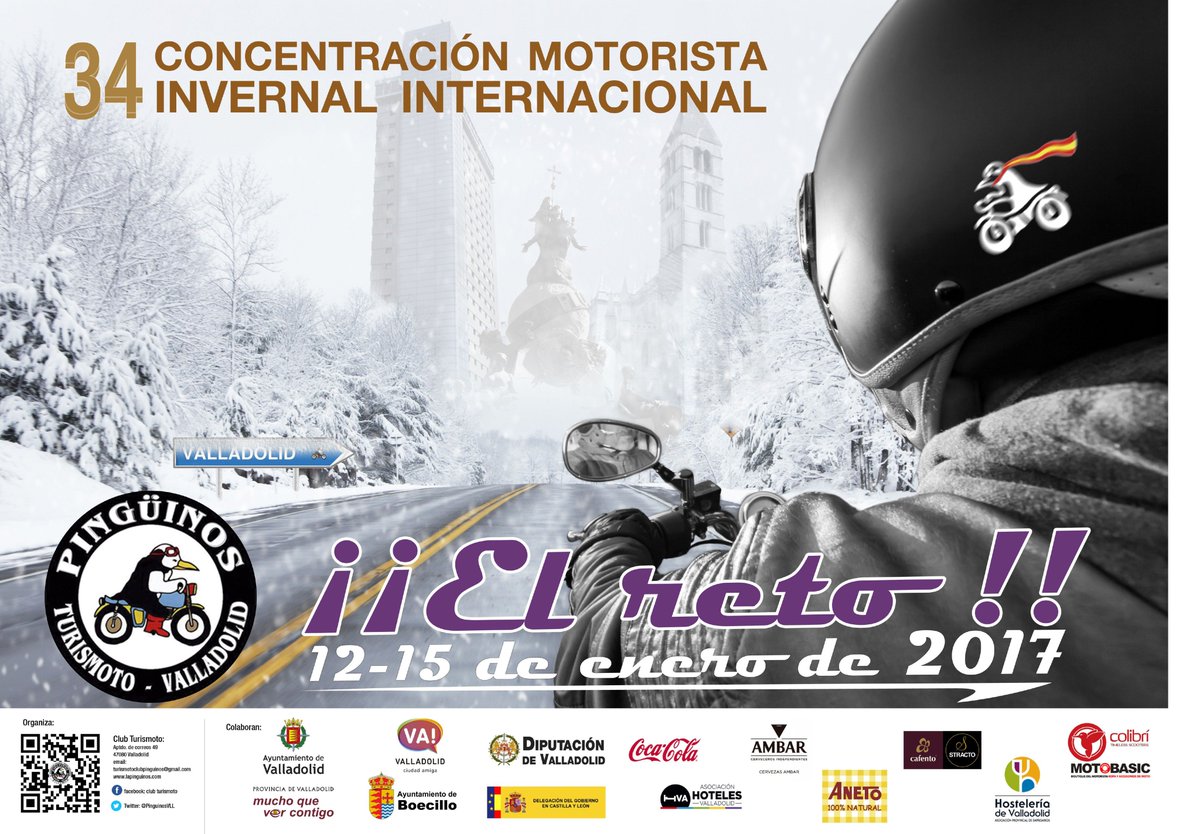 fiestamotoVLL's tweet photo. 🔈Si no te quieres perder #Pingüinos2017 (del 12 al 15 de enero en #Valladolid), realiza ya tu inscripción por 22 euros (hasta el día 20) https://t.co/9ZlbLP8vPb