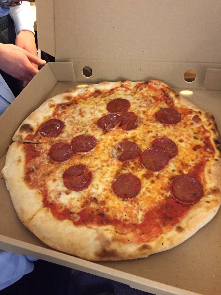 EJTill's tweet photo. Pizza in the office to celebrate @DavidJGold 's birthday. Yum! #thursdayperk #greasykeyboard https://t.co/NAZyUj0D0F