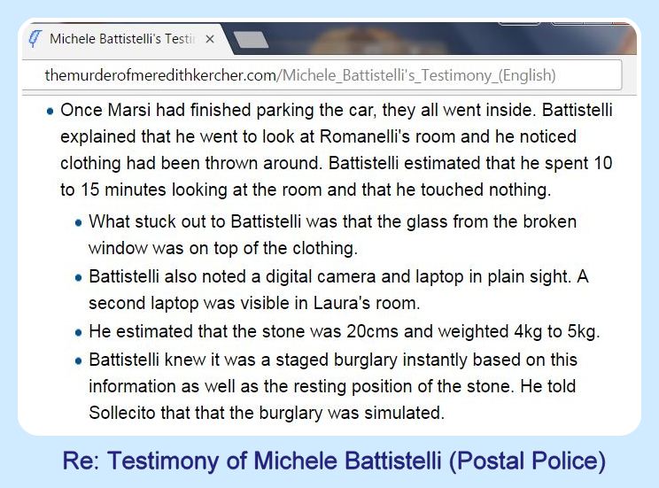 Re Break-In, PostalPolice M.Battistelli also testified to glass on top of clothes @JimClemente @realcrimeprofil @laurarichards99 #AmandaKnox