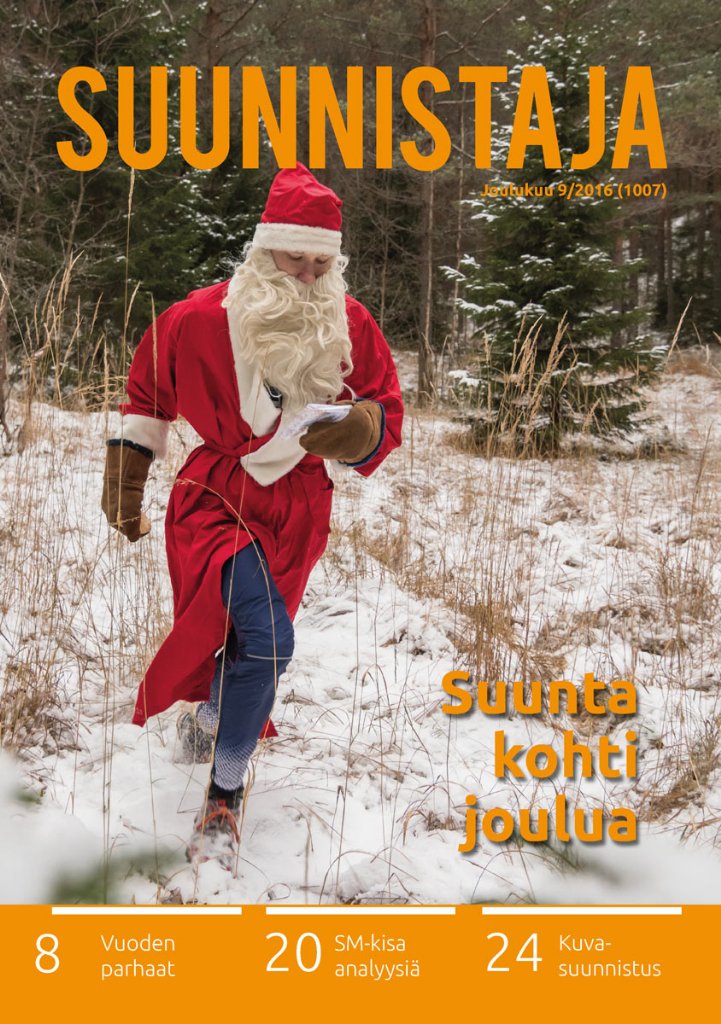 Suunnistaja 9/16 matkalla tilaajille. Joulupaketissa kuva-#suunnistus, runsaasti luettavaa ja muuta joulupuuhaa.