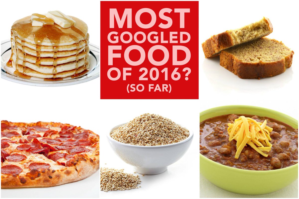 GMA's tweet photo. Of the following, which do you think is the most Googled food of 2016 (so far): pancakes, banana bread, pizza, quinoa or chili? Tweet us! https://t.co/FgRwiQ97g0