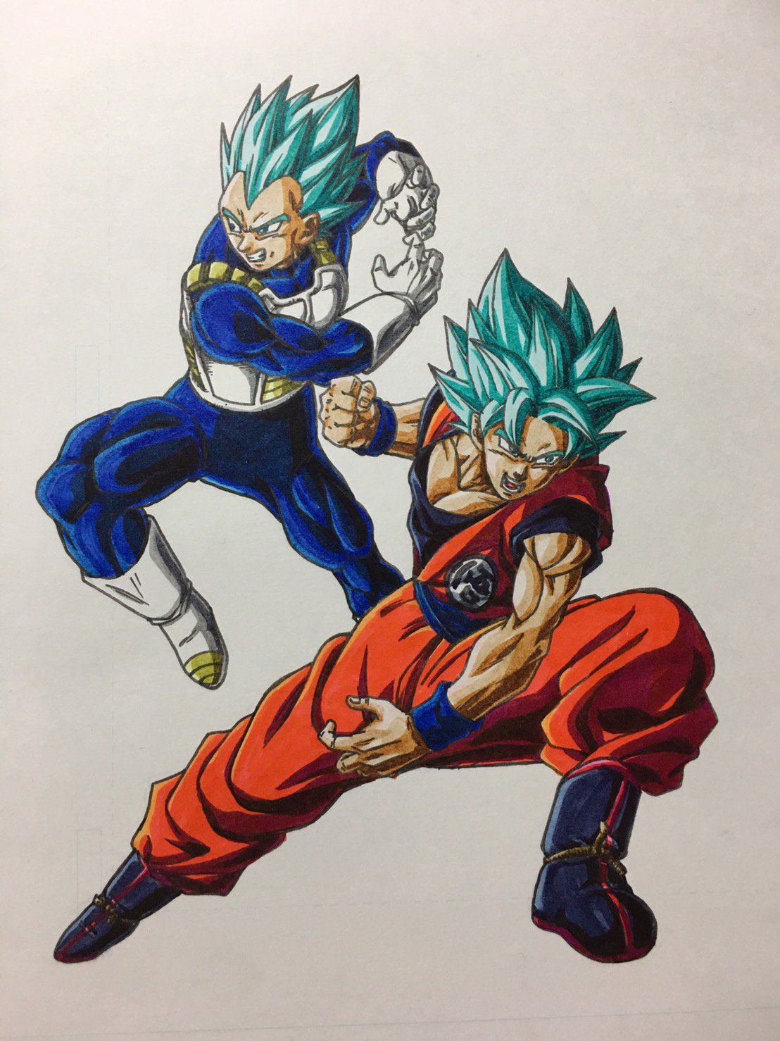 ひろ 孫悟空ssgss ベジータssgssのイラスト ドラゴンボール 孫悟空 ベジータ 超サイヤ人ブルー