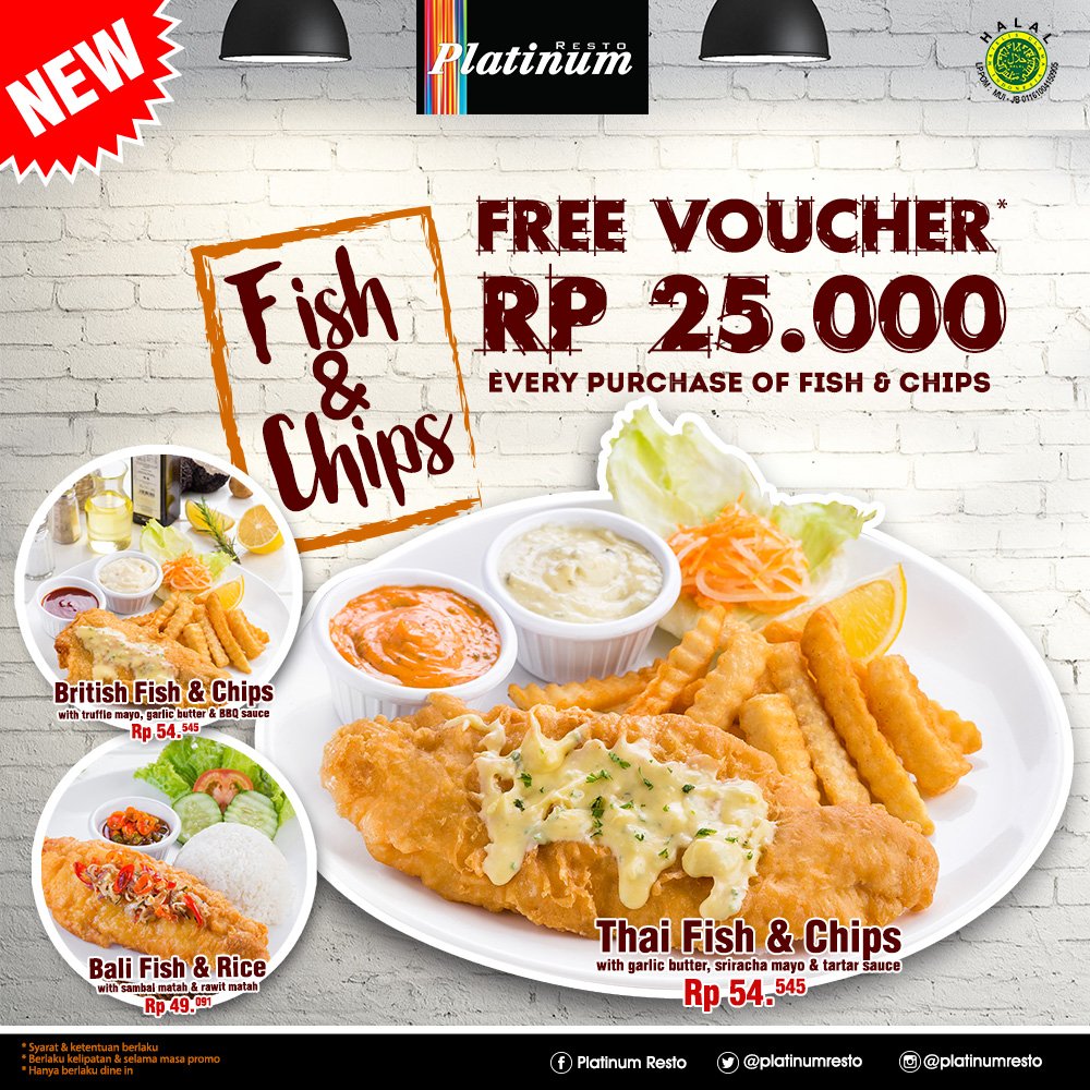 Weekend kamu akan lebih meriah dengan menu baru Platinum Fish &amp; Chips.