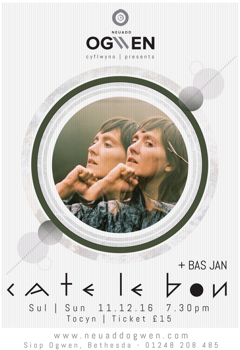 NeuaddOgwen's tweet photo. Cate Le Bon is coming to Neuadd Ogwen on December 11th. Give Crab Day and Mug Museum a listen and be spellbound. https://t.co/rv1n3c6Tr9 https://t.co/HRtKvQYQnM