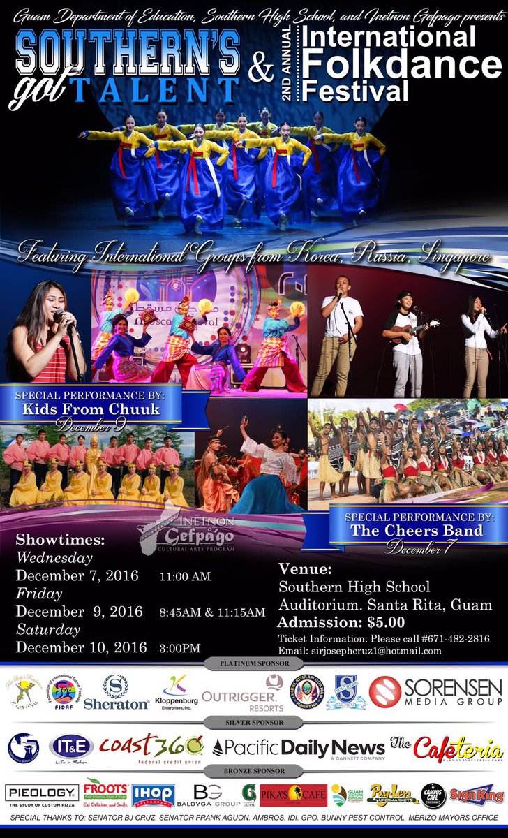 InetnonGefPago's tweet photo. We added a third showing of our International Folkdance Festival. Catch it on Saturday, December 10 @ 3 PM! #FolkFestGuam #IFF2016 https://t.co/dAdmyNgSy8