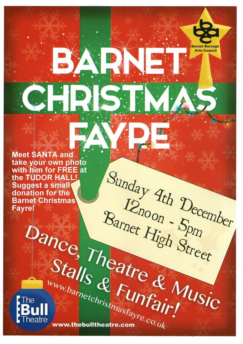 BandWMums's tweet photo. Come along to Barnet Christmas Fayre! The event will kick off with a parade along Barnet High Street led by Father Christmas. #barnet https://t.co/cMGuZbCe5T