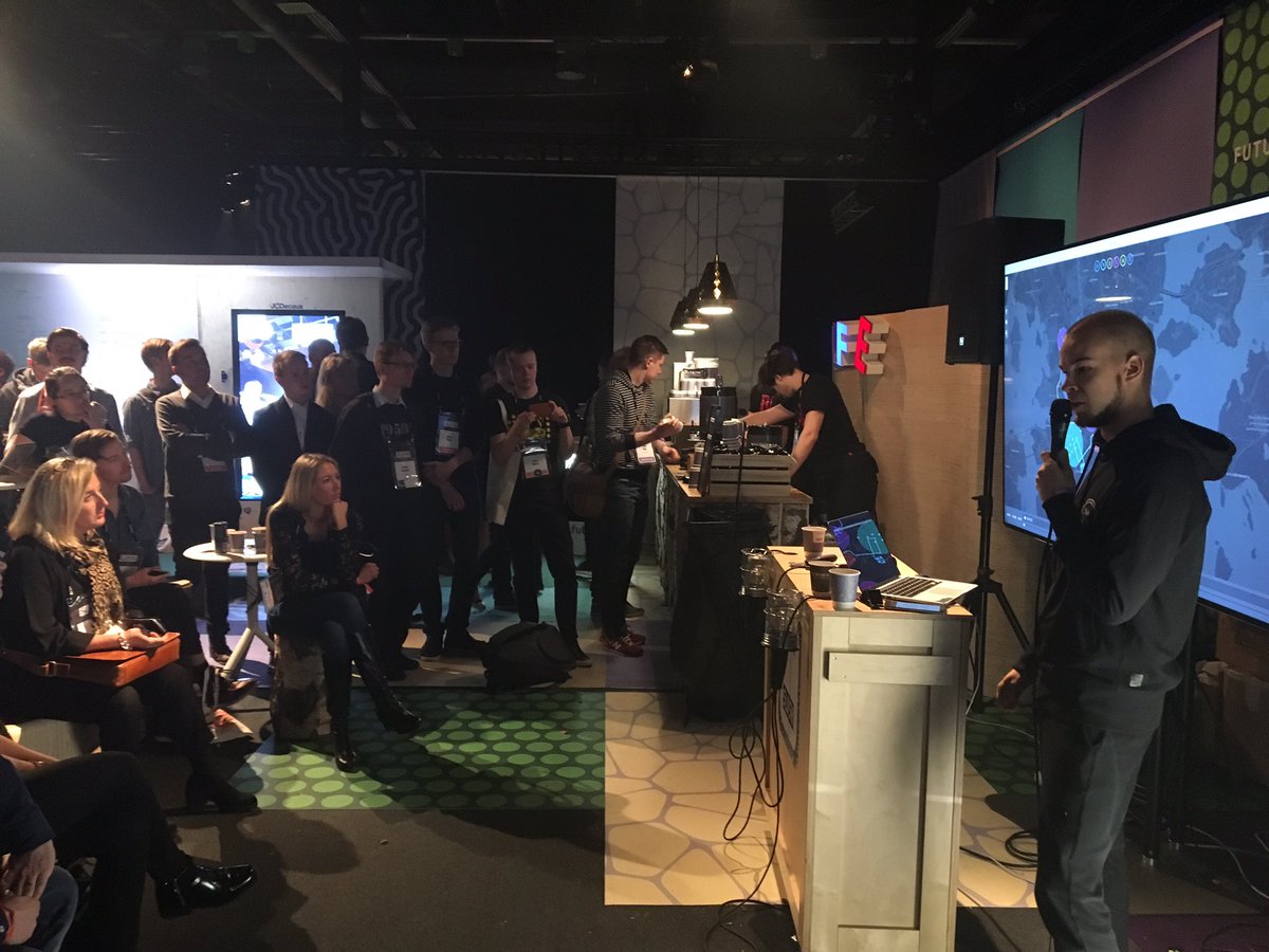 futurice's tweet photo. Suju talking about "space-time clusters". Yes. That's right. @hackJunction @JCDecauxFinland #slush16 #futucafe #FUTUxSLUSH https://t.co/kuotTUFdrn
