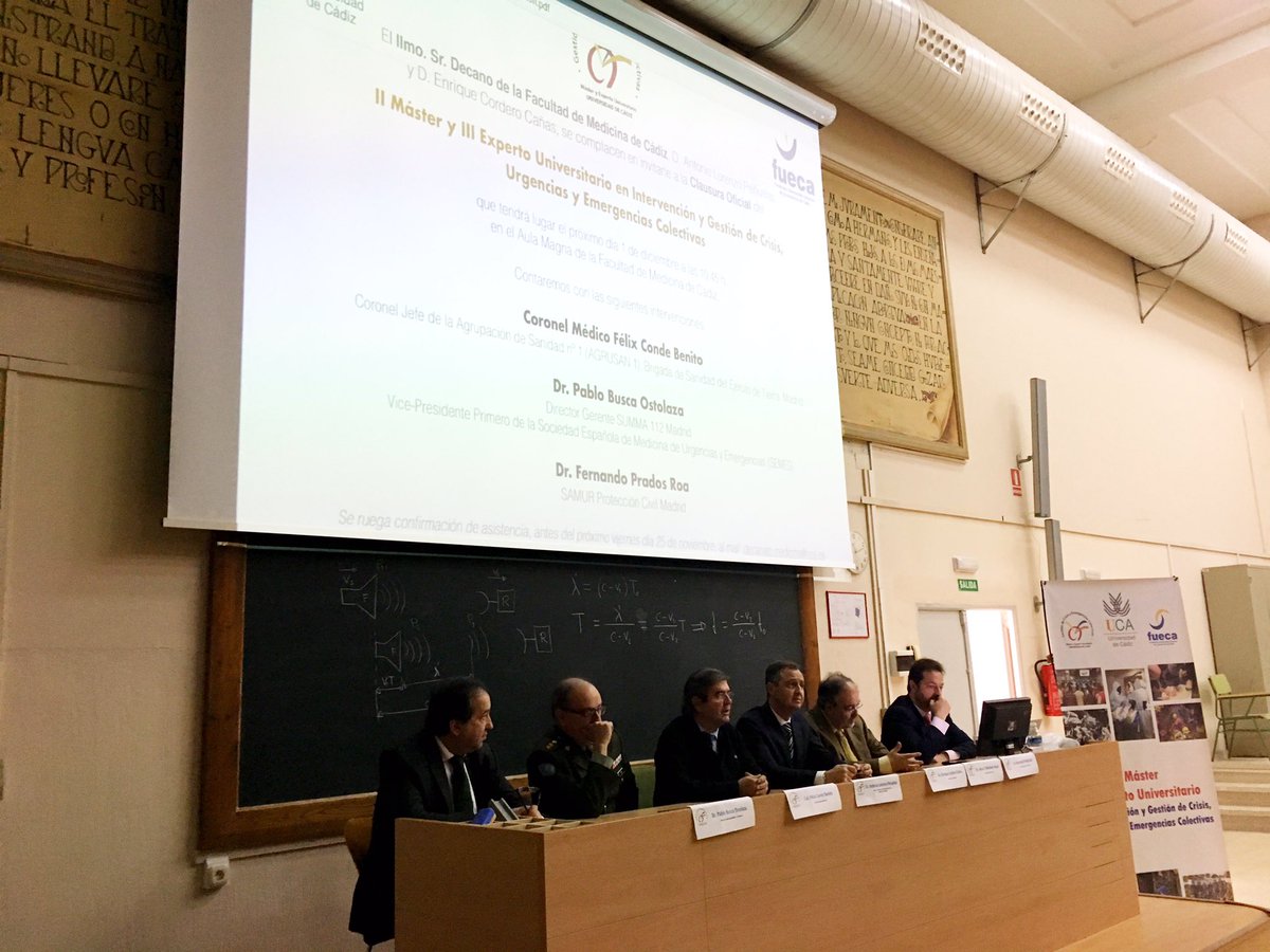 MasterCrisisUca's tweet photo. Acto de clausura del II MASTER y III EXPERTO. Presentación de los ponentes. #Urgencias #Emergencias #Gestiòn #Crisis https://t.co/jru1e8XQMd
