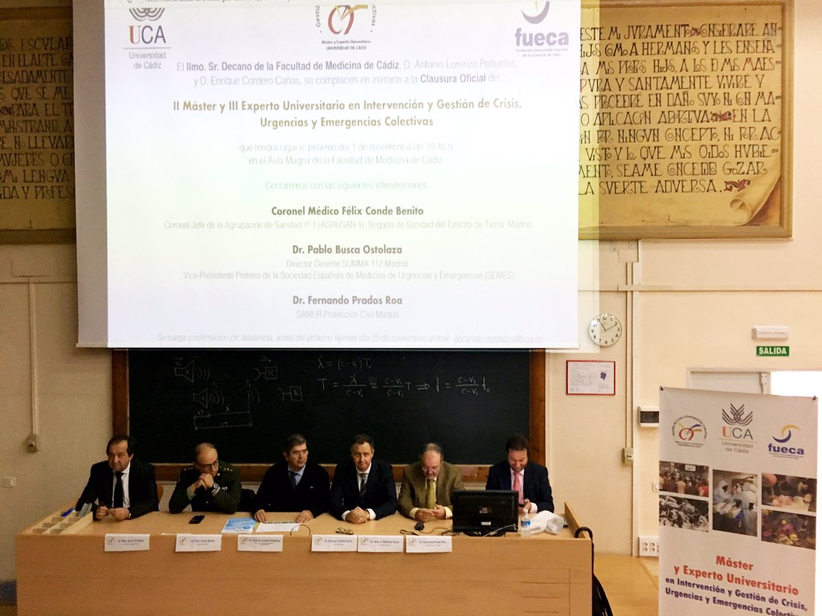 MasterCrisisUca's tweet photo. Acto de clausura del II MASTER y III EXPERTO. Presentación de los ponentes. #Urgencias #Emergencias #Gestiòn #Crisis https://t.co/jru1e8XQMd
