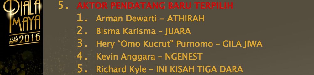 Selamat <a href="/bismakarisma/">BISMA KARISMA</a> atas nominasi Aktor Pendatang Baru Terpilih di Piala Maya 2016.

Nantikan akting Bisma di #FilmSILARIANG tahun depan!