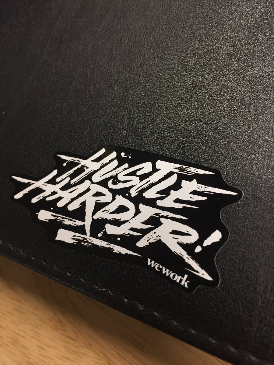 yada_events's tweet photo. We love the new @WeWorkLDN #HustleHarder stickers! Already on our laptop cases today 👌🏻 #startup #London #stickers #office #teamyada https://t.co/bA2sJyU0dz