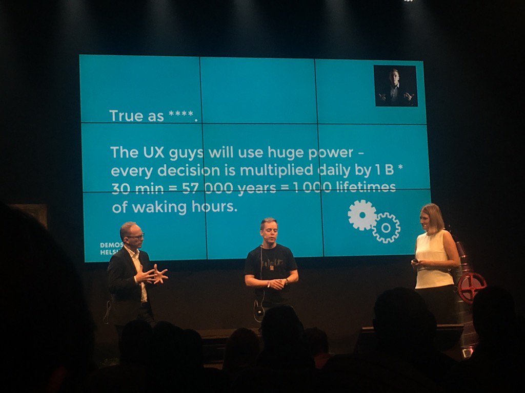 SvenBibi's tweet photo. "If you want to become powerful hook up with a UX Designer working for a global platform!" #slush16 #IXDS https://t.co/lgmQIg58fX