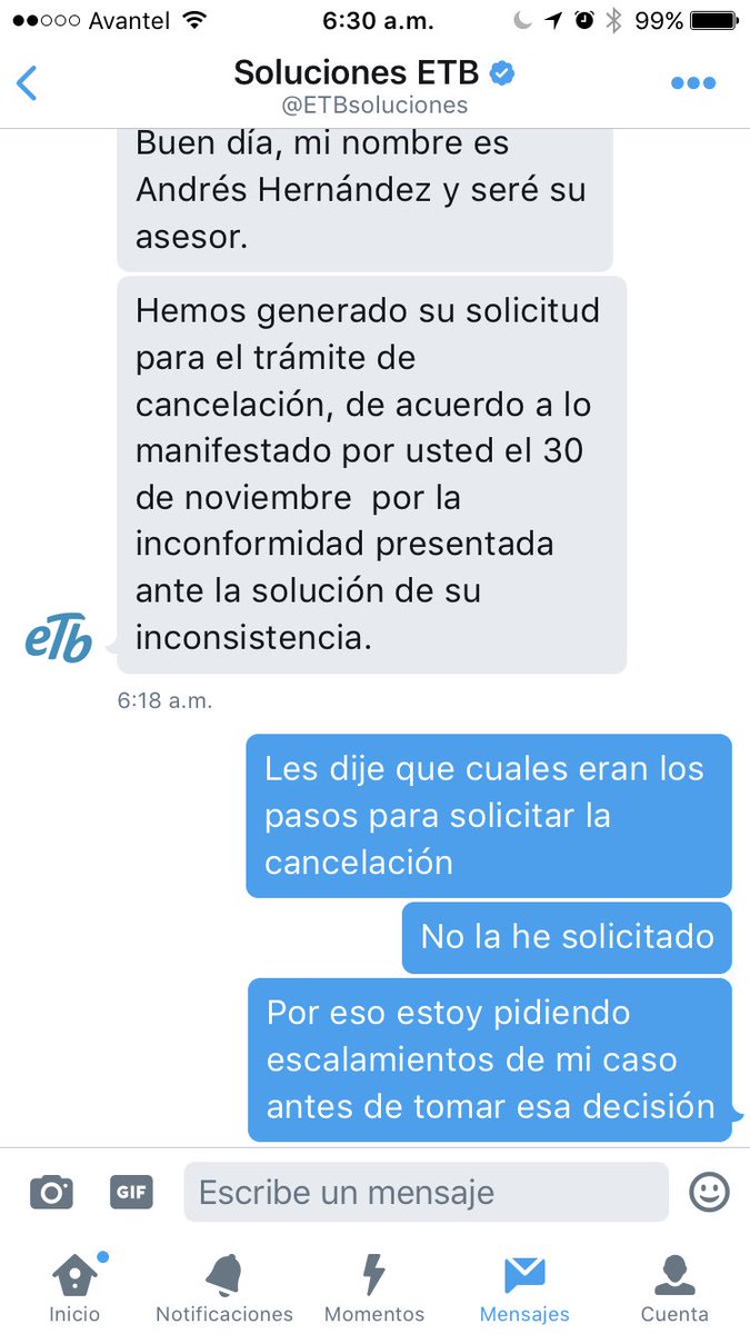 Hair_Munoz's tweet photo. Ahora @ETBsoluciones ha decidido cancelar mi servicio d forma unilateral. Eso es un abuso, exijo pruebas d la supuesta cancelación @sicsuper https://t.co/juXnj2RkOA