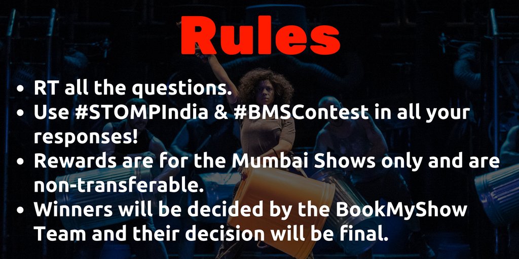 bookmyshow's tweet photo. #BMSContest
Here are the rules of the #STOMPContest https://t.co/0I0wDExUtl